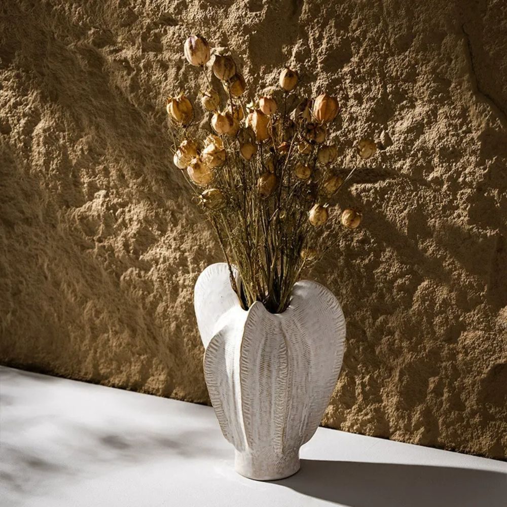 White Sculptural Ceramic Vase