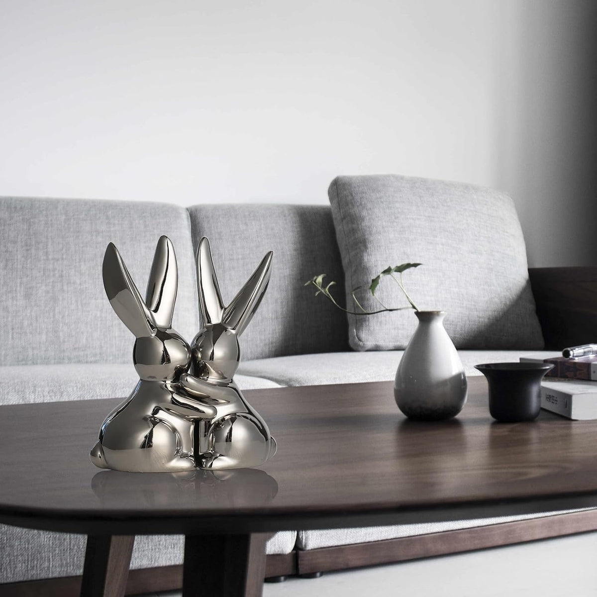 Silver-Tone Aluminum Rabbit Bookends Pair