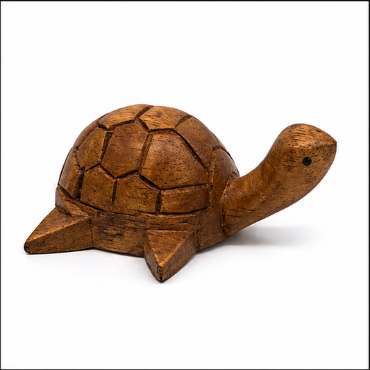 Hand-Carved Mango Wood Turtle Figurine
