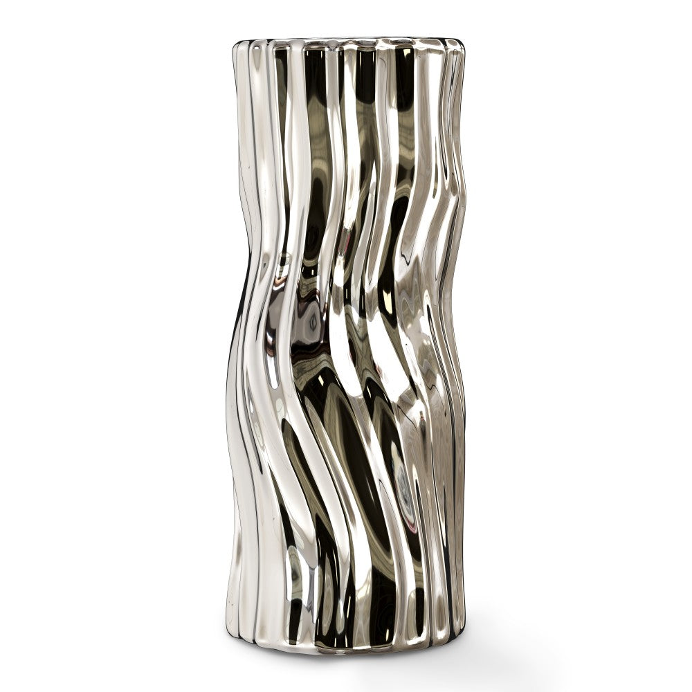 Silver-Tone Ceramic Table Vase