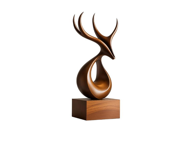 Wood Deer Tabletop Sculpture