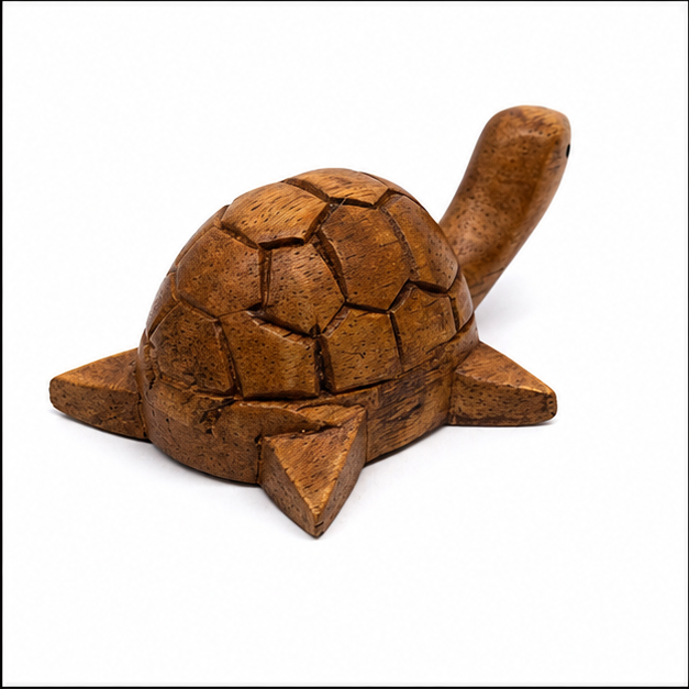 Hand-Carved Mango Wood Turtle Figurine