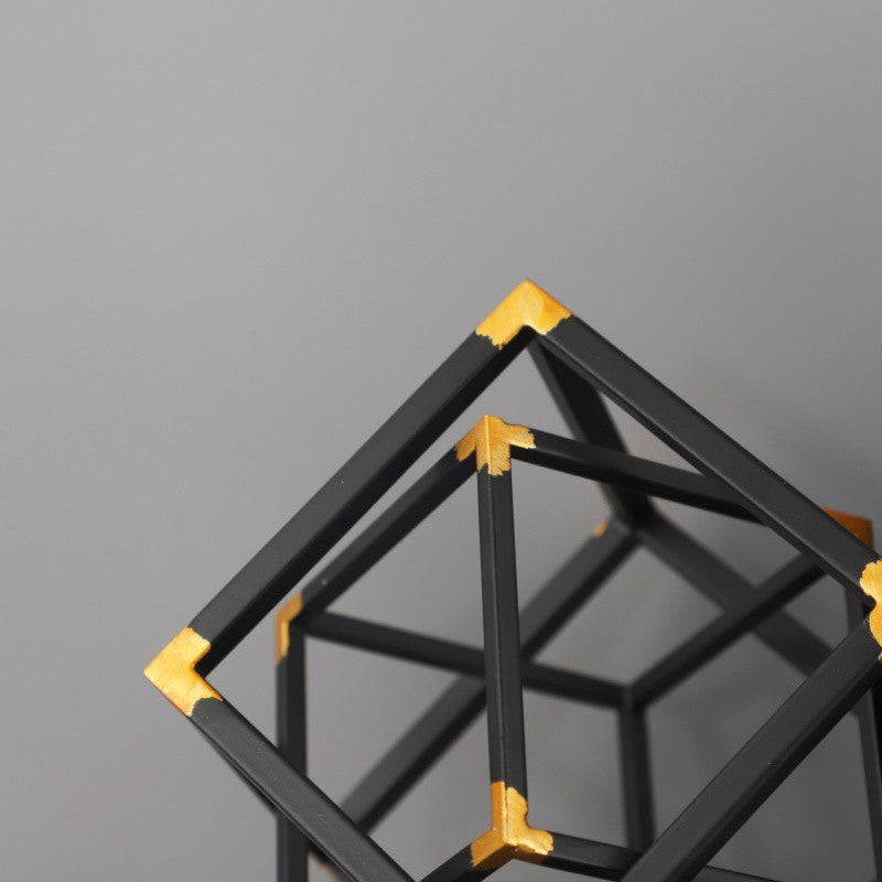 Geometric Metal Cube Bookends Pair