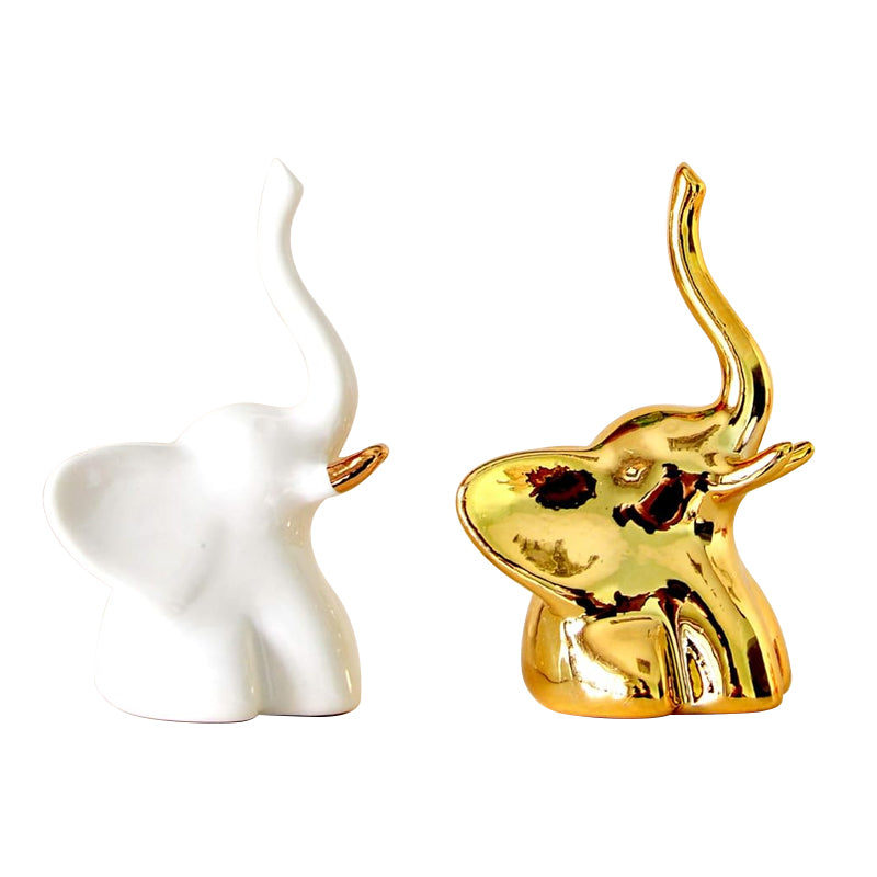 Gold Ceramic Elephant Figurine