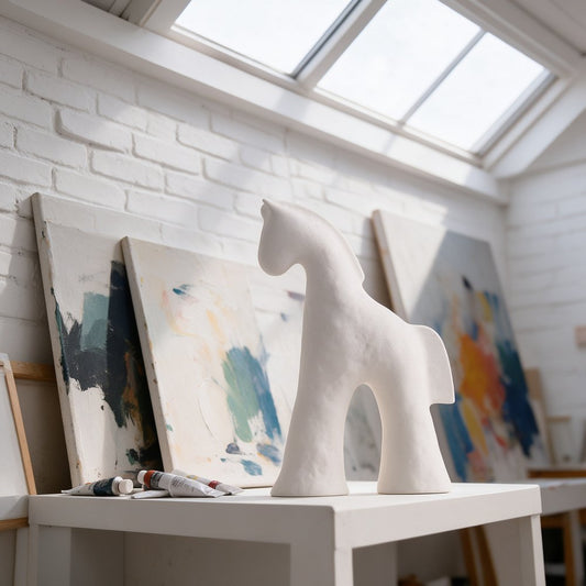 Matte White Ceramic Horse Figurine