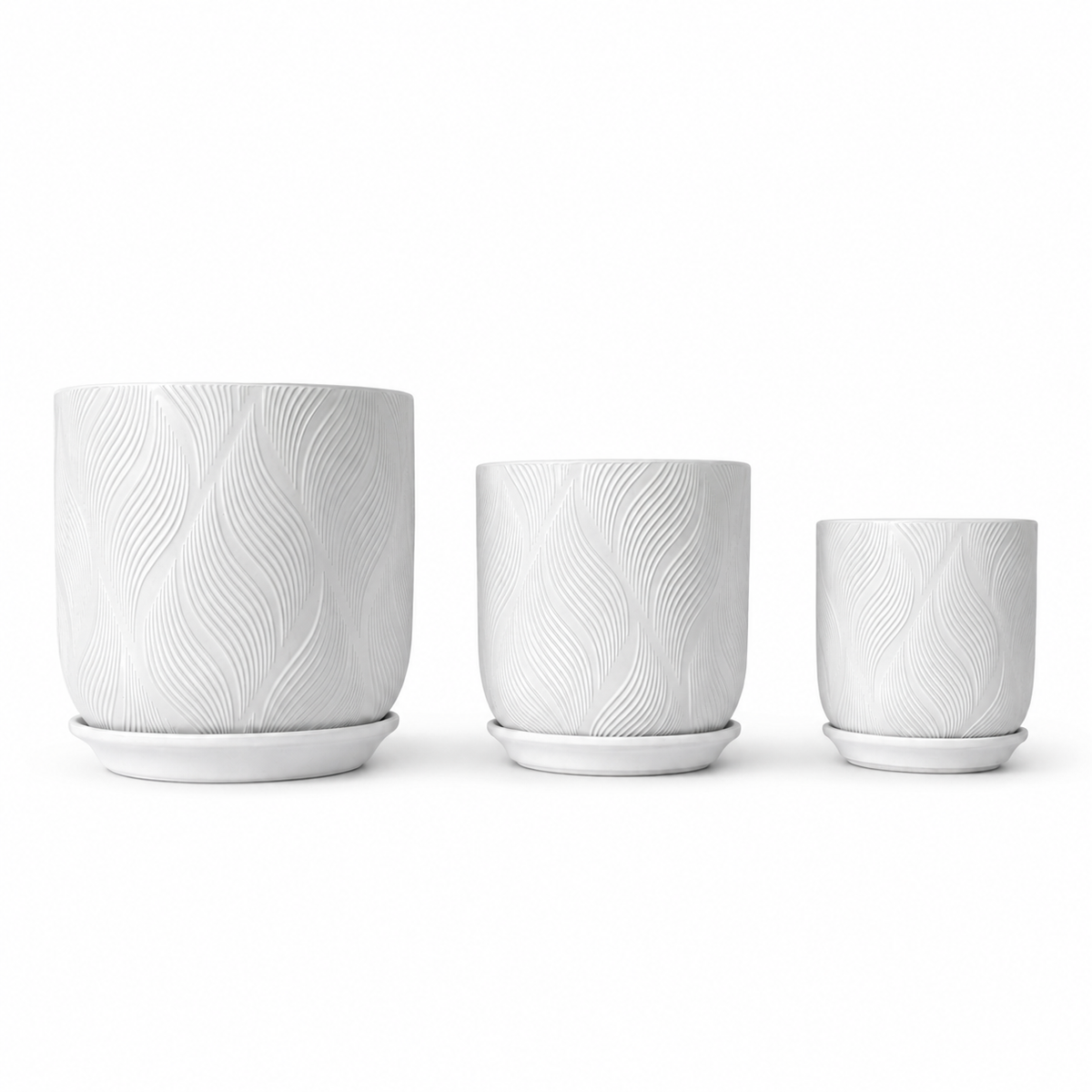 Textured White Ceramic Vase Set