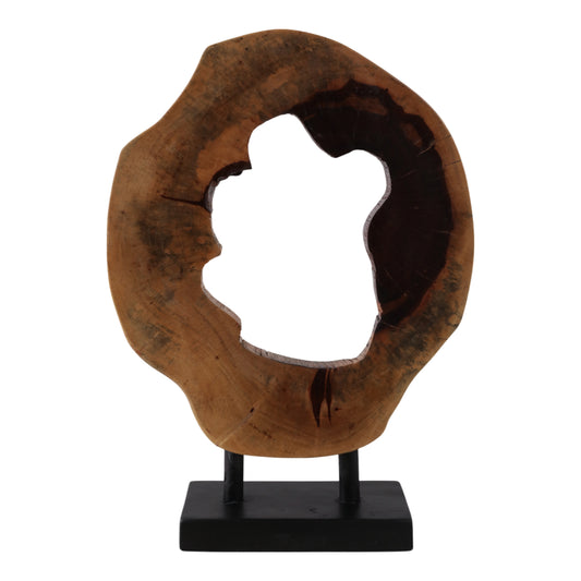 Round Wood Sculpture on Stand