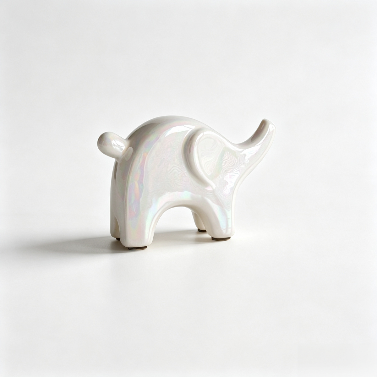 Ceramic Elephant Figurine Gold — Size: Small - 4" - 7"; Color: White