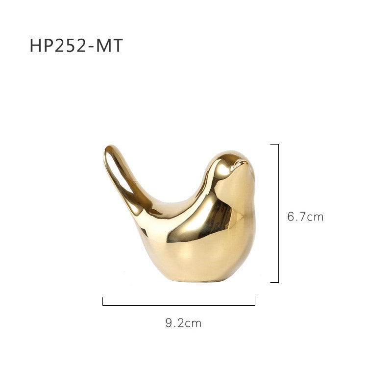 Electroplated Ceramic Bird Figurine — Size: Small - 4" - 7"; Color: 252mt-M-Gold