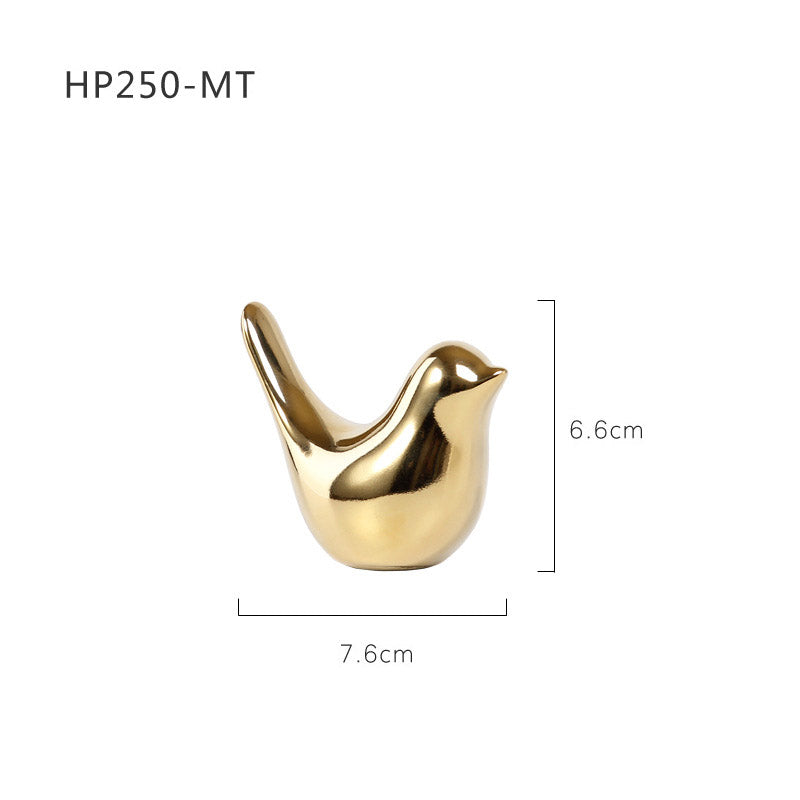 Electroplated Ceramic Bird Figurine — Size: Small - 4" - 7"; Color: 250mt-S-Gold