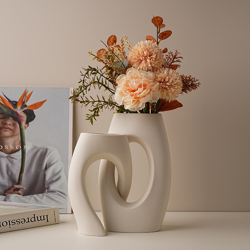 White Ceramic Tabletop Vase