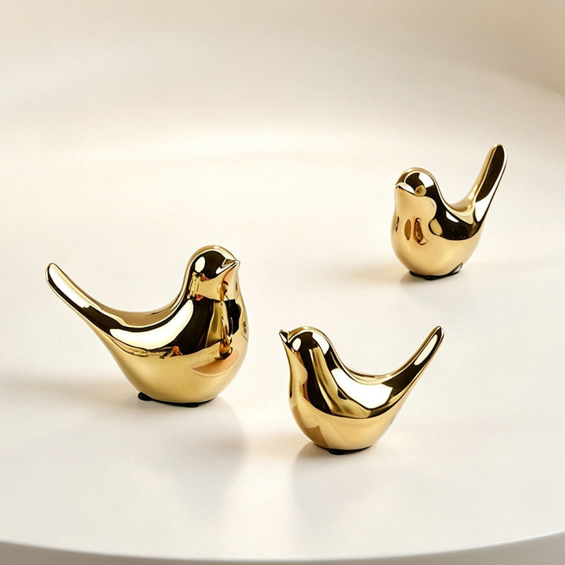 Electroplated Ceramic Bird Figurine