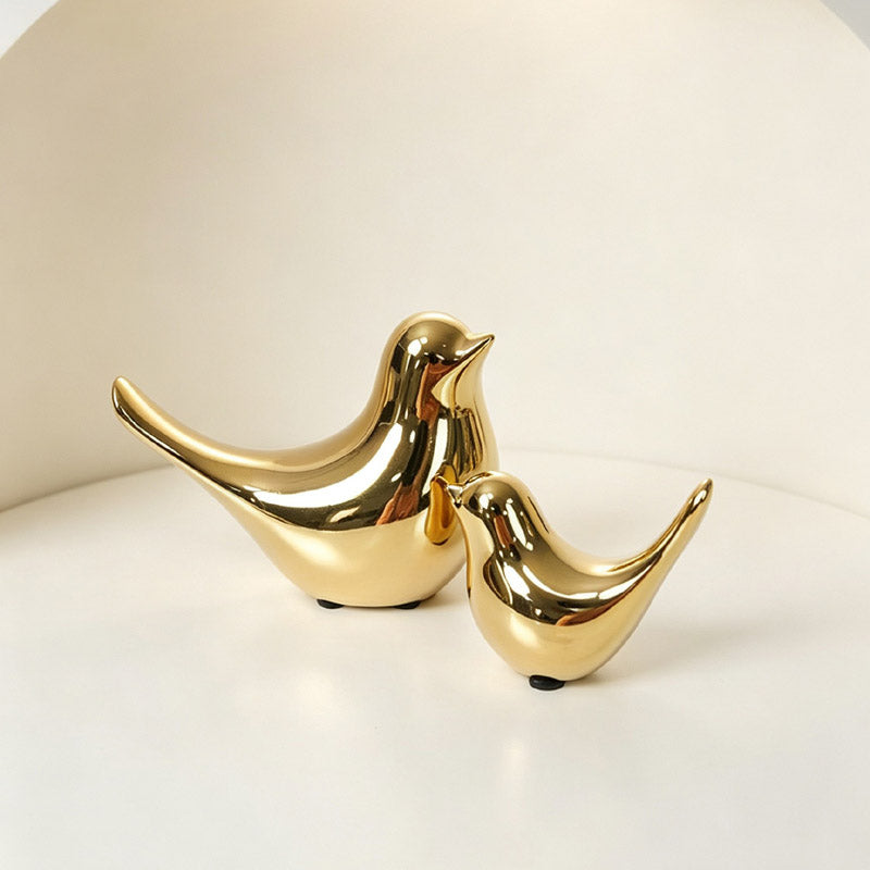 Electroplated Ceramic Bird Figurine