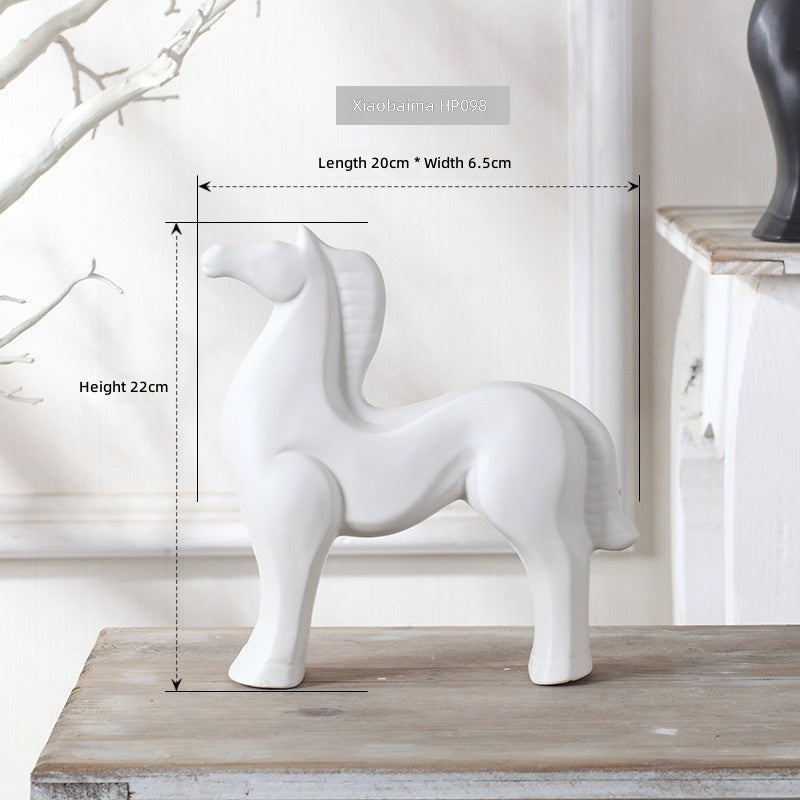 Medium White Ceramic Horse Figurine