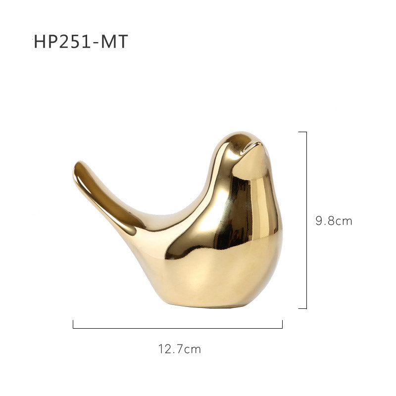 Electroplated Ceramic Bird Figurine — Size: Small - 4" - 7"; Color: 251mt-XL-Gold
