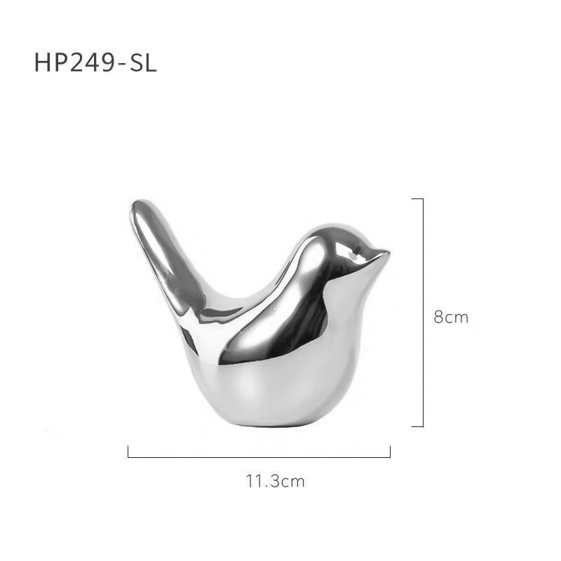 Electroplated Ceramic Bird Figurine — Size: Small - 4" - 7"; Color: 249sl-L-silver