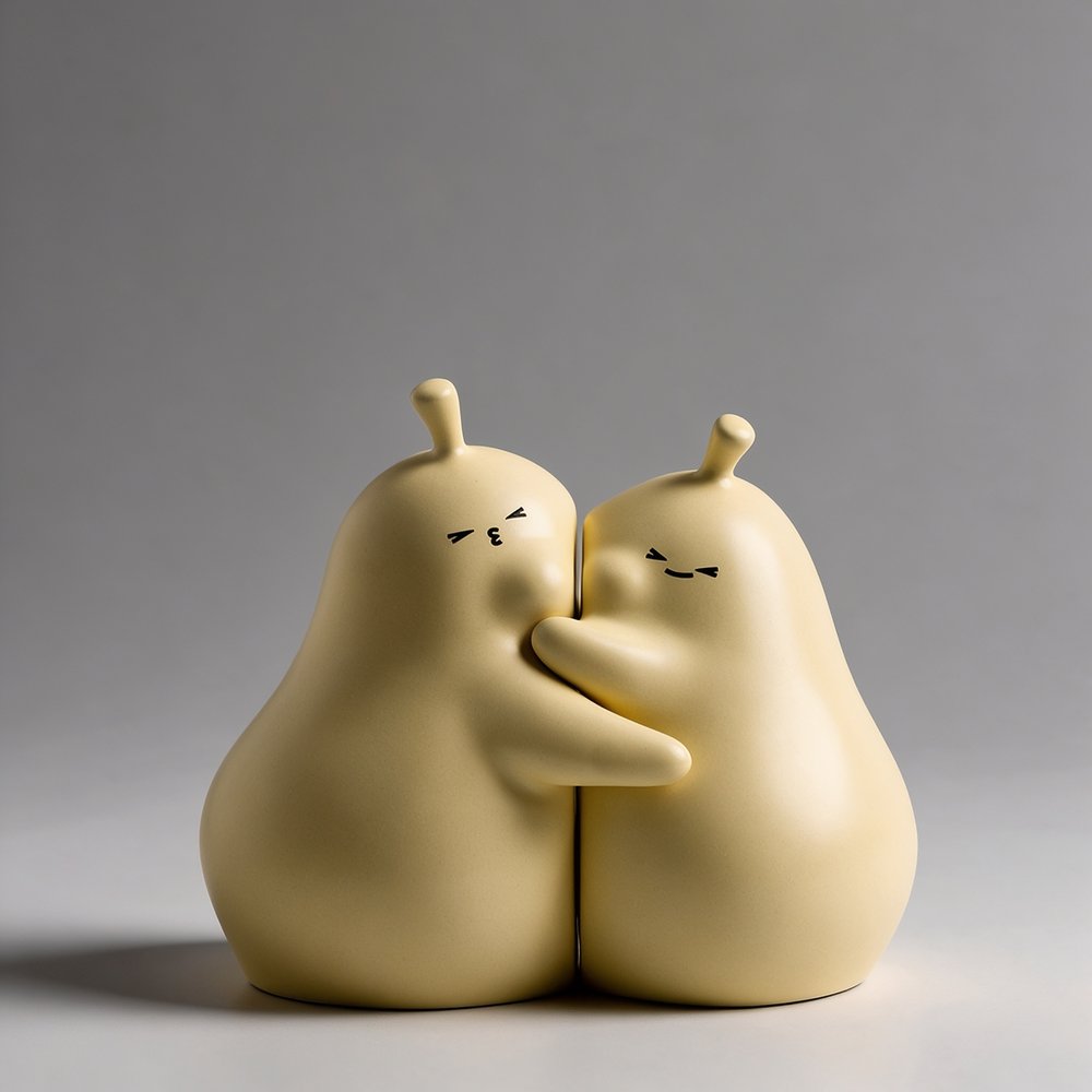 Yellow Ceramic Pear Bookend Pair