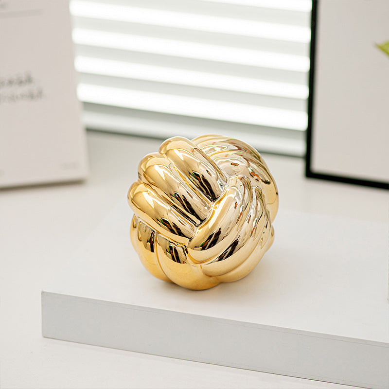 Gold Ceramic Knot Sculpture