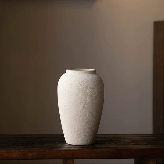 Textured White Ceramic Vase Tall — Size: As show; Color: White Low 28*17cm