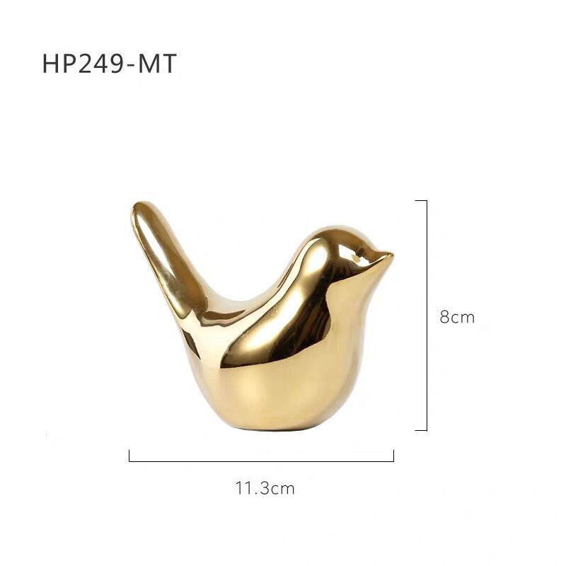 Electroplated Ceramic Bird Figurine — Size: Small - 4" - 7"; Color: 249mt-L-Gold