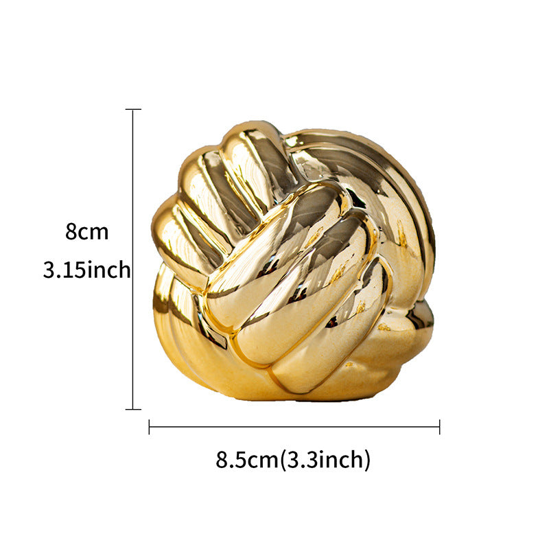 Gold Ceramic Knot Sculpture — Size: Standard; Color: Gold