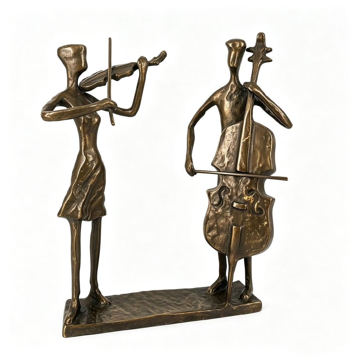 Iron Violin and Cello Musician Tabletop Sculpture