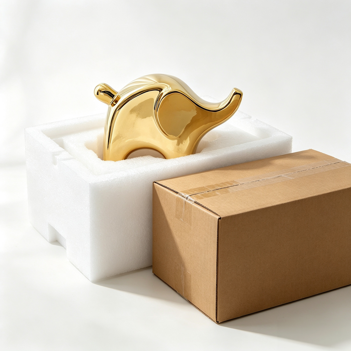 Ceramic Elephant Figurine Gold