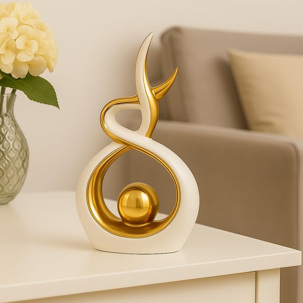 Abstract Ceramic Sculpture with Gold Sphere