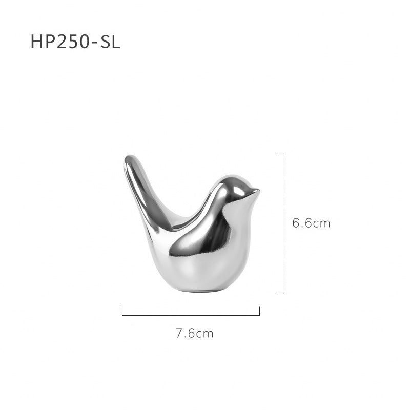 Electroplated Ceramic Bird Figurine — Size: Small - 4" - 7"; Color: 250sl-S-silver