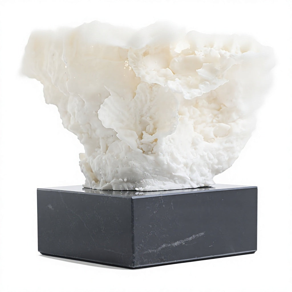Abstract Geometric Marble-Resin Tabletop Sculpture