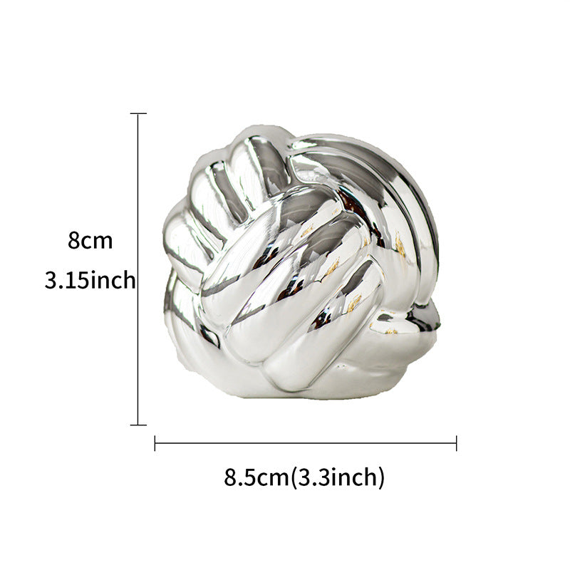 Gold Ceramic Knot Sculpture — Size: Standard; Color: Silver