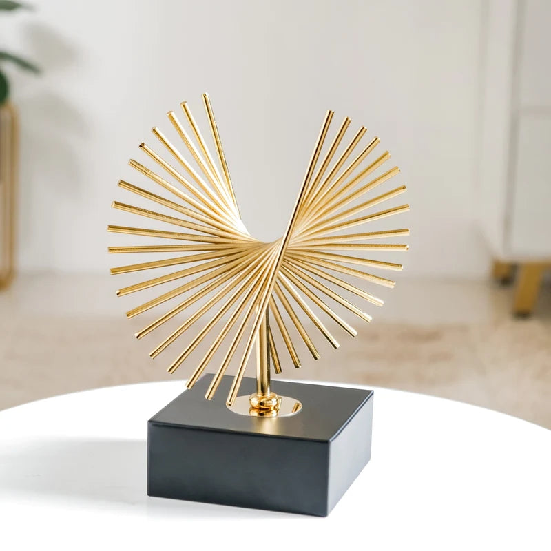 Gold-Tone Metal Geometric Tabletop Sculpture